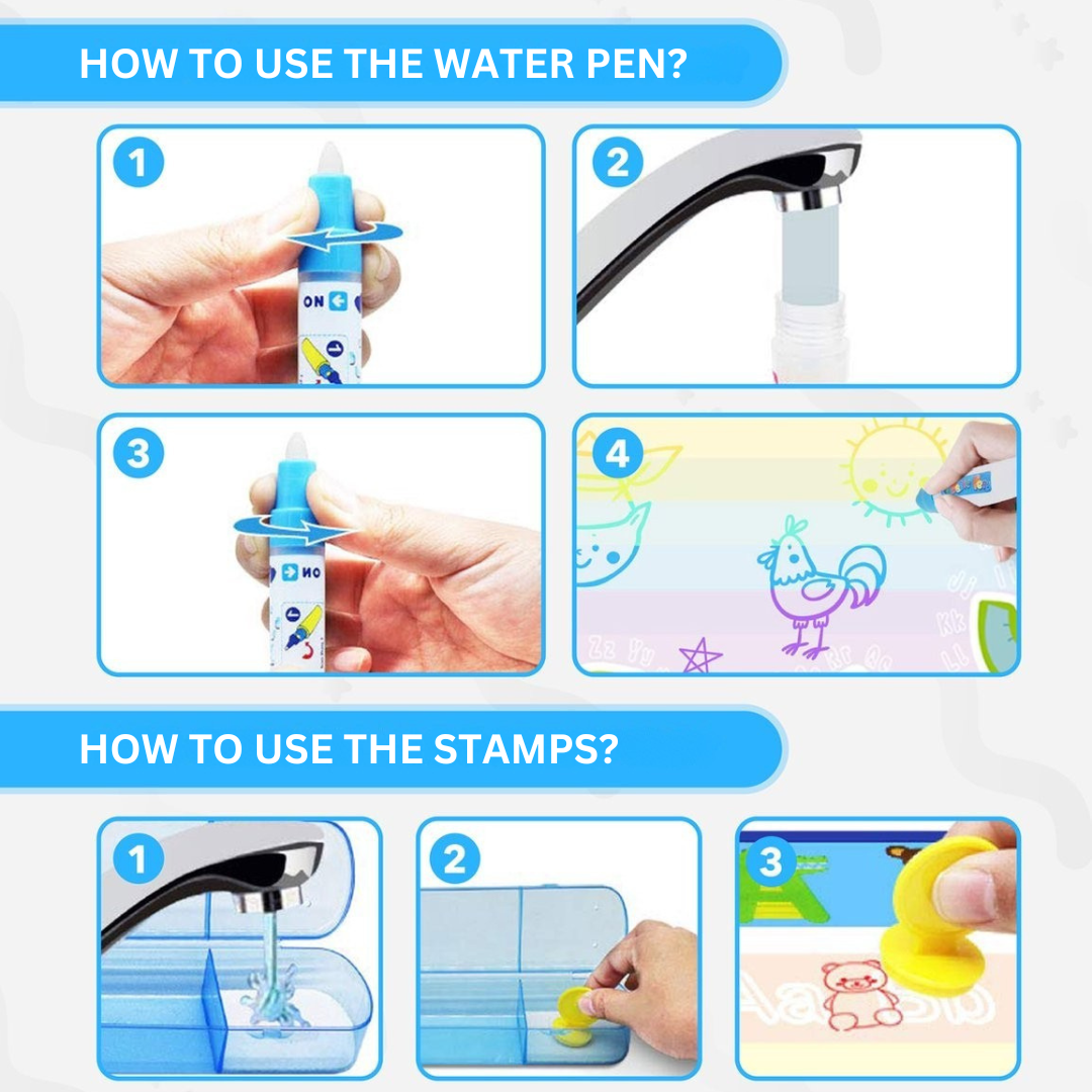 Magic Water Drawing mat | Lär dig läsa, skriva, rita och räkna