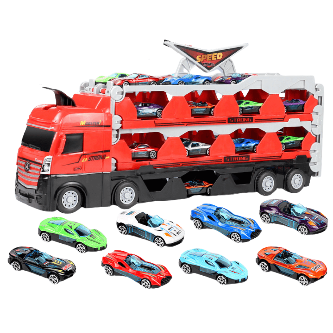 TurboTruck | Racerbana med startfunktion - Multifunktionell leksakslastbil