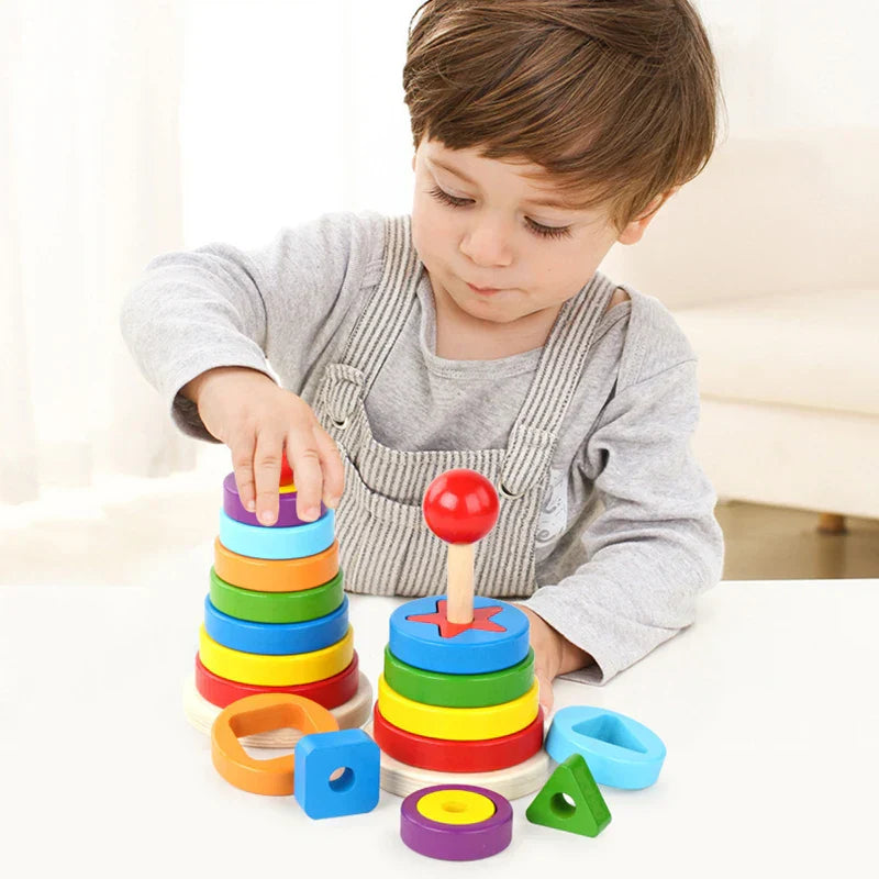 RainbowStack - färgglada staplar - stapelbara leksaker i trä