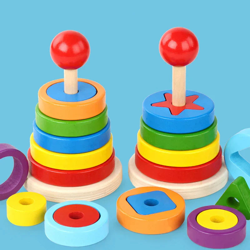 RainbowStack - färgglada staplar - stapelbara leksaker i trä